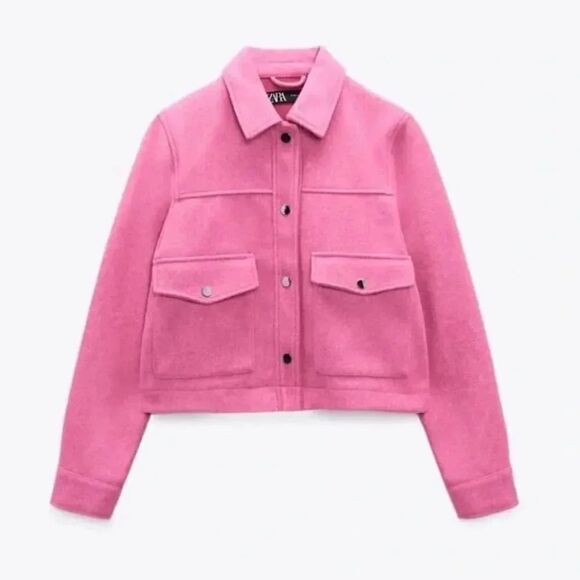 ZARA METAL BUTTON CROPPED JACKET BARBIE PINK BARBIECORE - Picture 11 of 11